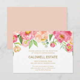 Carte de réception de mariage Peach and Pink Peony