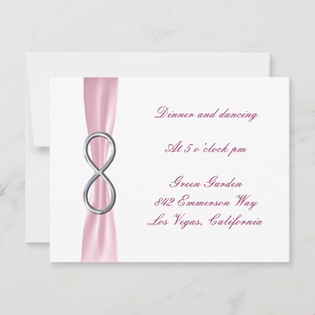 Carte de réception de mariage Pink Infinity (Devant)