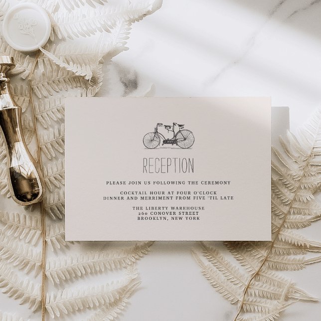 Carte de réception de mariage pour vélo tandem vin (Créateur téléchargé)