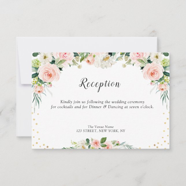 carte de réception de mariage rose flush (Devant)