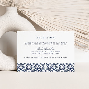 Carte de réception de mariage Santorini Navy