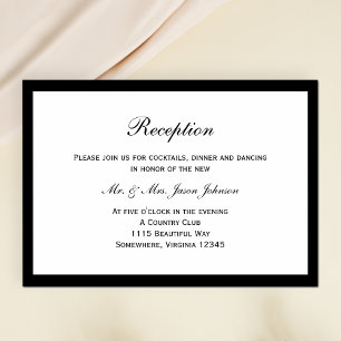 Carte de réception de mariage simple à bordure noi