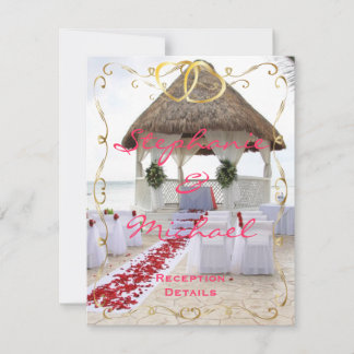 Carte de réception de mariage sous un gazebo sur l