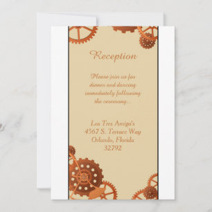 Carte de réception de mariage Steampunk Cogs Gears