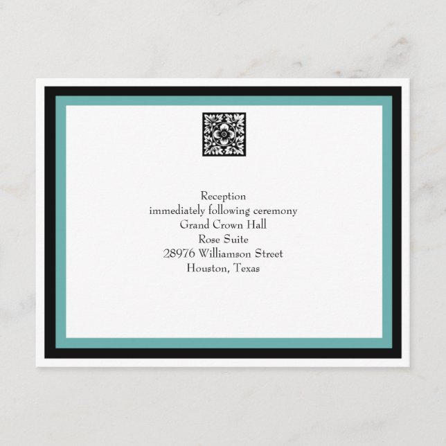 Carte de réception de mariage turquoise (Devant)