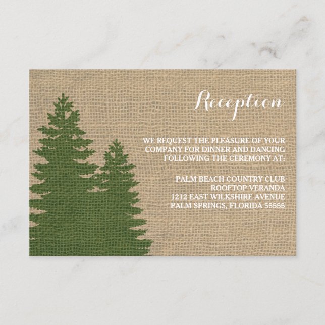 Carte de réception d'hiver aux arbres de pin en to (Devant)