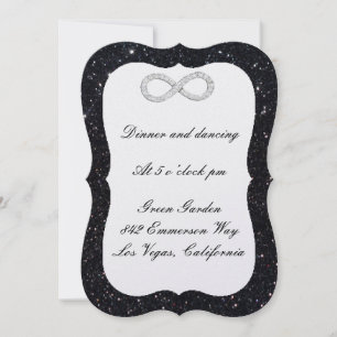 Carte de réception diamant paillettes noires infin