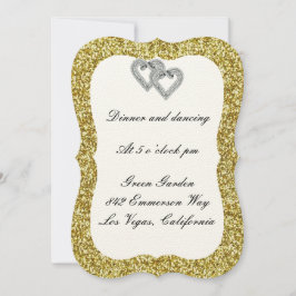 Carte de réception Diamond Hearts Gold Parties sci