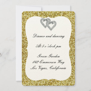Carte de réception Diamond Hearts Gold Parties sci