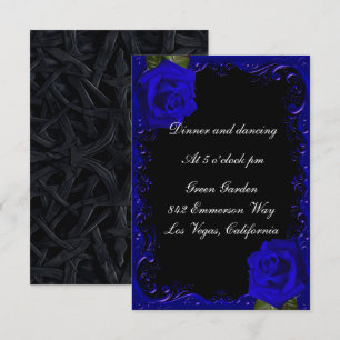 Carte de réception Elégante Gothique Roses Bleues