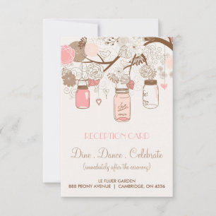 Carte de réception en bocaux Mason rose rustique v