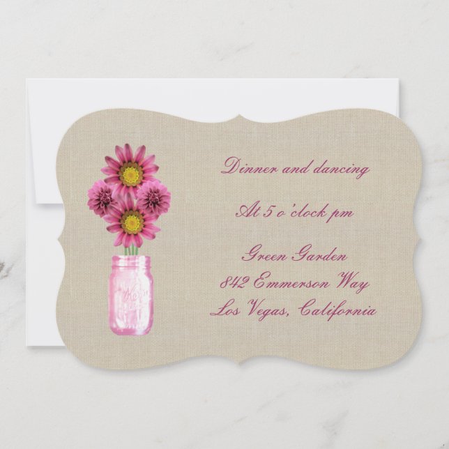 Carte de réception en pot Mason Rose Burlap Rustiq (Devant)
