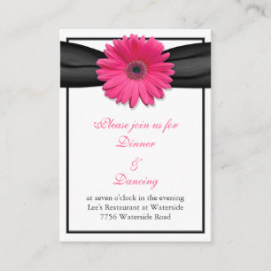 Carte de réception en ruban noir rose Gerbera Dais