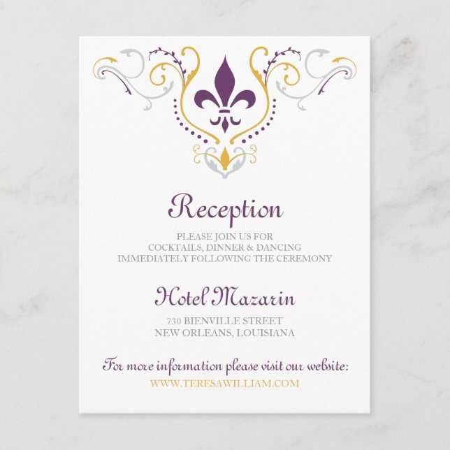 Carte de réception Fleur de Lis (Devant)