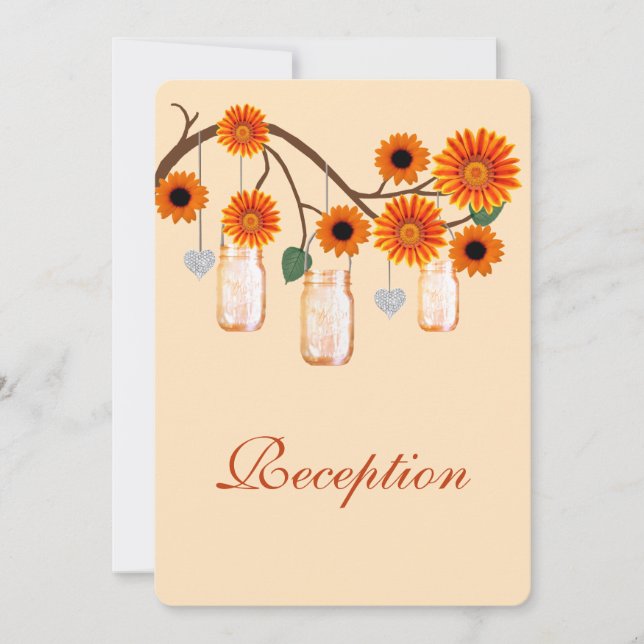 Carte de réception Fleurs d'Orange en Pot Mason (Devant)