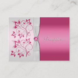Carte de réception florale en argent et rose