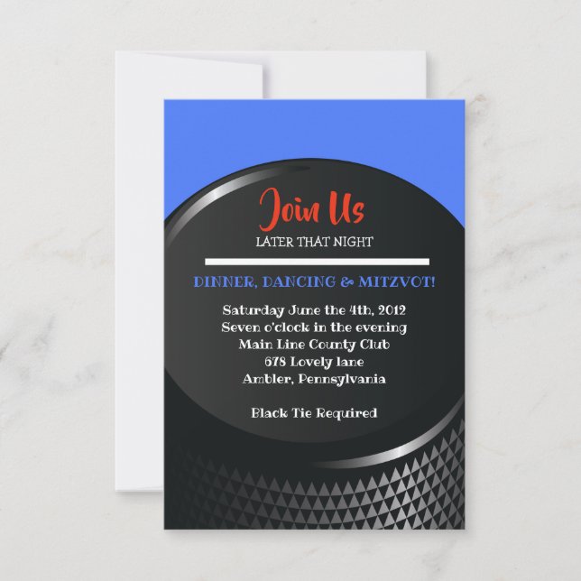 Carte de réception HOCKEY Bar Bar Mitzvah (Devant)