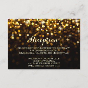 Carte de réception Hollywood Glitz Glam or et noir
