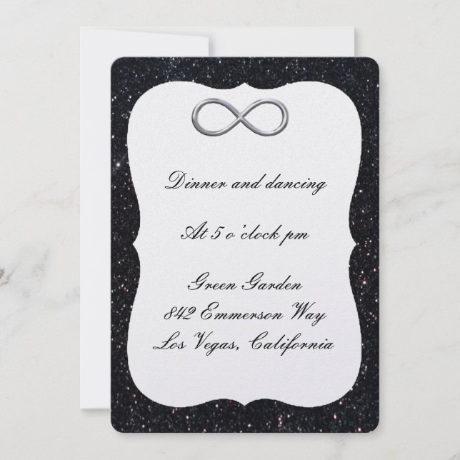 Carte de réception Infinity Argent Pailleté Noir (Devant)