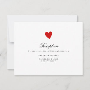 Carte de réception Little Red Heart Wedt