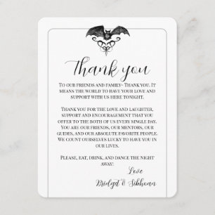 Carte de réception Mariage gothique de chauve-sour