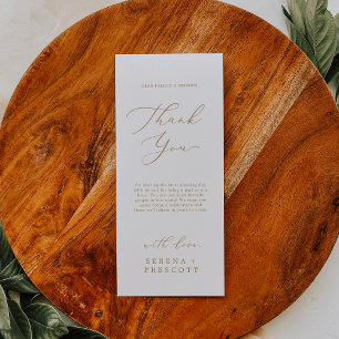 Carte de réception Merci de longueur de thé en or 