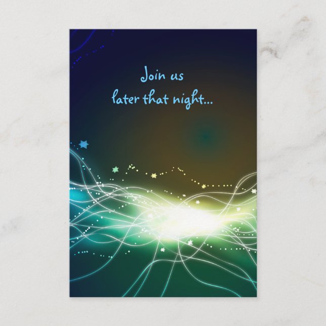 Carte de réception Neon Star Bar Mitzvah Party (Devant)