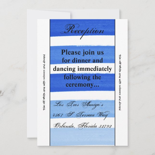 Carte de réception Ombre Stripe Bleu Fade 3,5 x 7 (Devant)