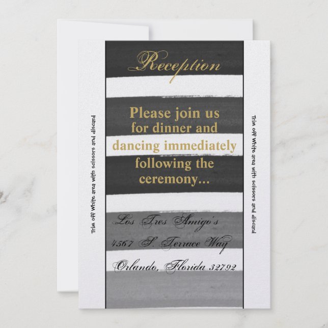 Carte de réception Ombre Stripe Noir Fade 3,5 x 7 (Devant)