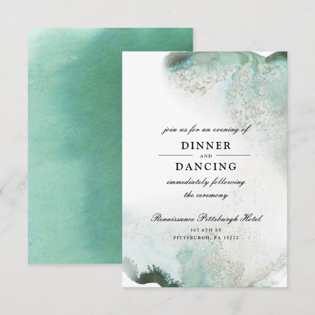 Carte de réception Ombre Watercolor Wedding | VERT (Devant / Derrière)