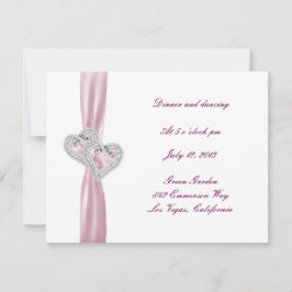 Carte de réception personnalisée Coeurs roses