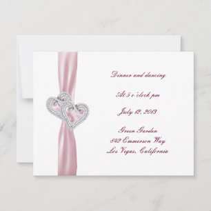 Carte de réception personnalisée Coeurs roses