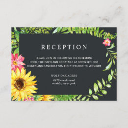 Carte de réception pour un mariage tournesol