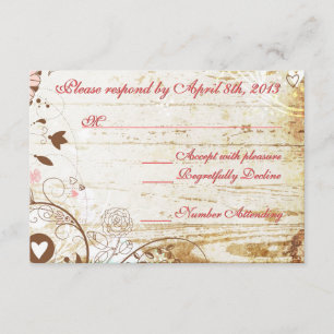 Carte de réception RSCP Mariage Rustique Bois Bird
