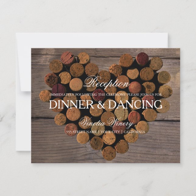 Carte de réception rustique Bouchon de vin #2 (Devant)