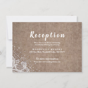 Carte de réception rustique en toile de jute avec 