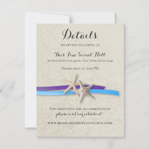 Carte de réception Starfish and Purple Blue Ribbon