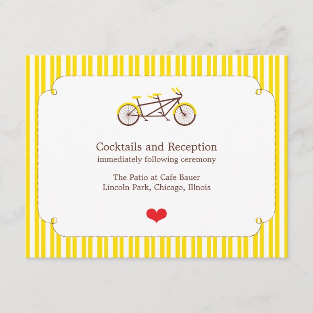 Carte De Réception Tandem Bike (Yellow Stripes) (Devant)