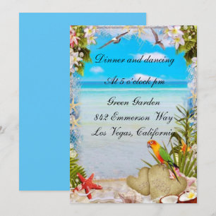 Carte de réception Tropical Beach Floral Wedal