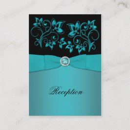 Carte de réception turquoise et noire