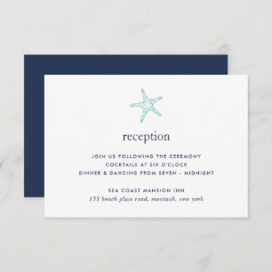 Carte de réception Turquoise & Navy Starfish