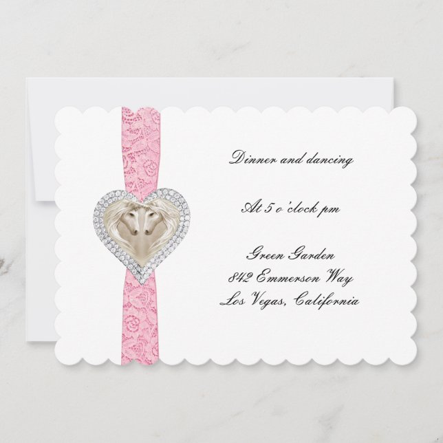 Carte de réception Unicorn Pink Lace Wedding (Devant)