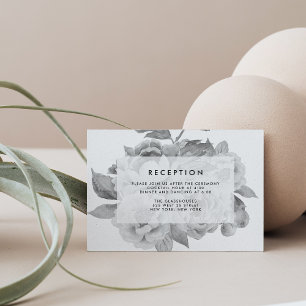 Carte de réception vintage florale noire et blanch