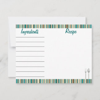 Carte de recette à crème Turquoise Aqua - avant et