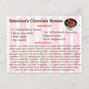 Carte de recette à la mousse de chocolat de grand-