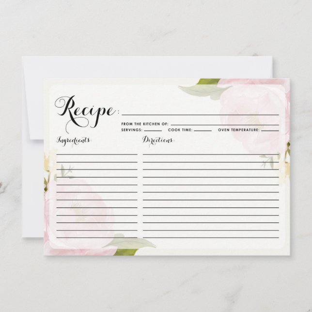 Carte de recette Aquarelle Pink Peonies (Devant)