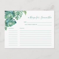 Carte de recette Aquarelle Tropica Monstera Palm L