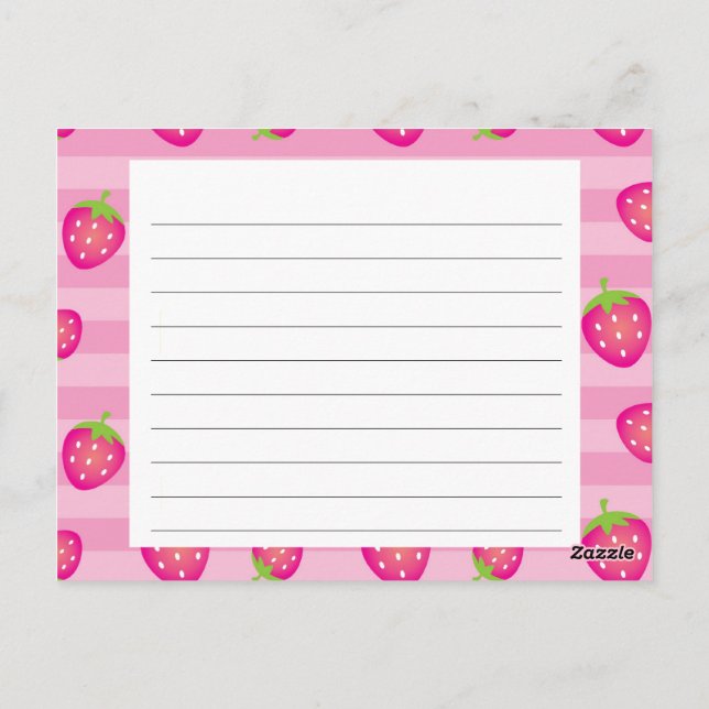 Carte de recette aux fraises roses (Dos)