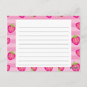 Carte de recette aux fraises roses