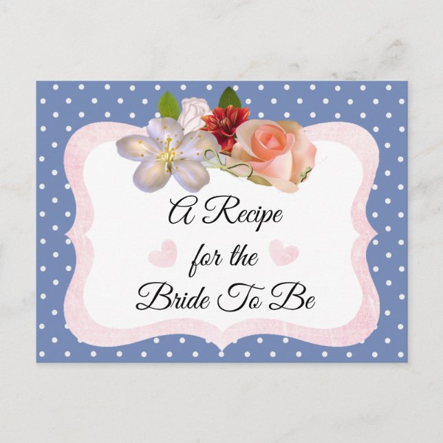 Carte de recette bleue et Rose or rose pâle (Devant)